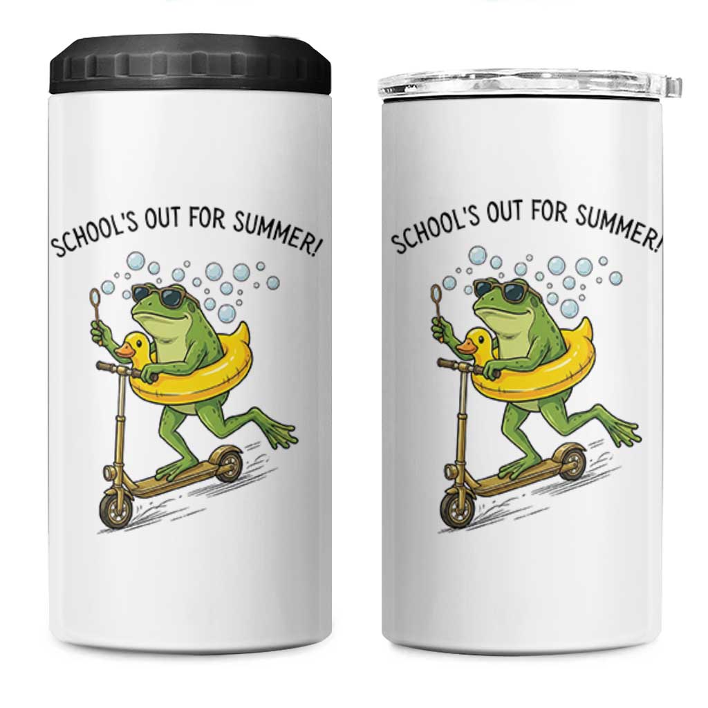 School's Out For Summer 4 in 1 Can Cooler Tumbler Funny Frog Last Day of School Teacher