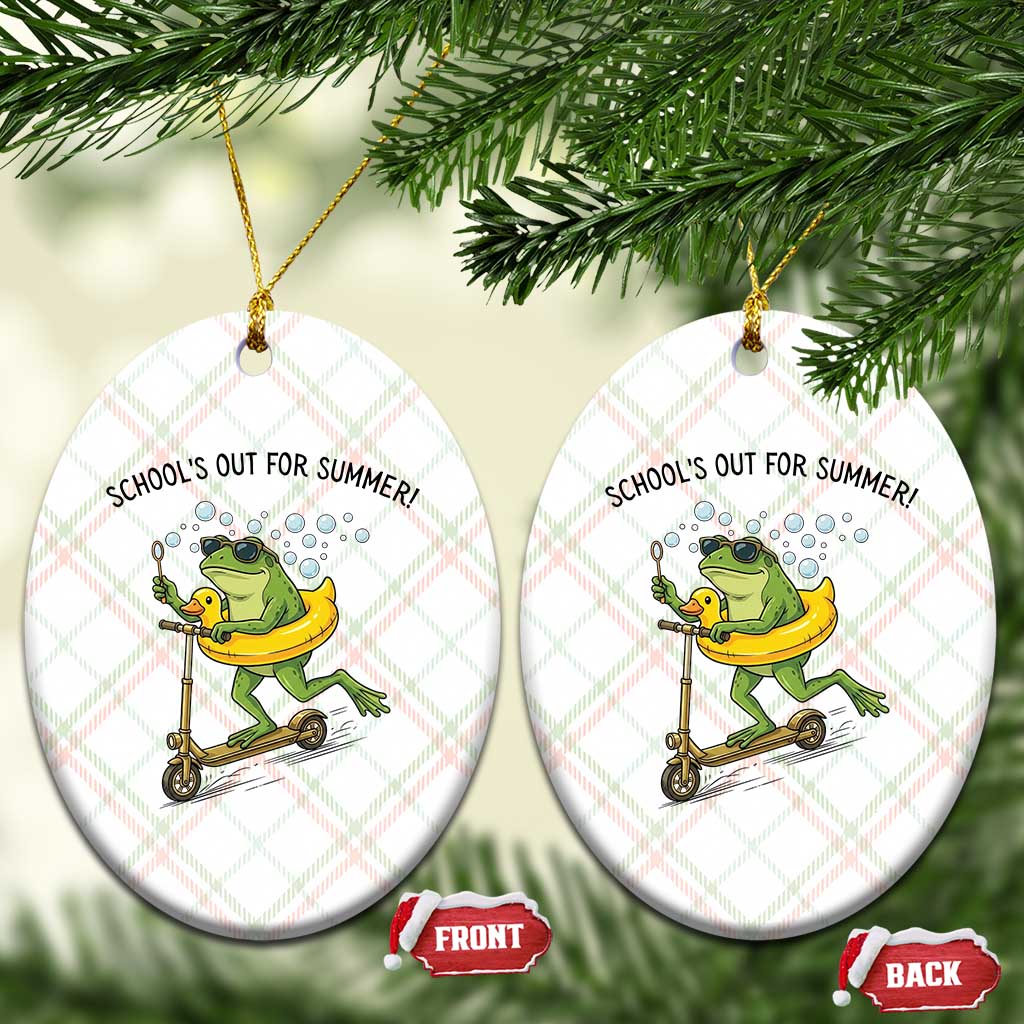 School's Out For Summer Ceramic Ornament Funny Frog Last Day of School Teacher