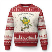 School's Out For Summer Ugly Christmas Sweater Funny Frog Last Day of School Teacher