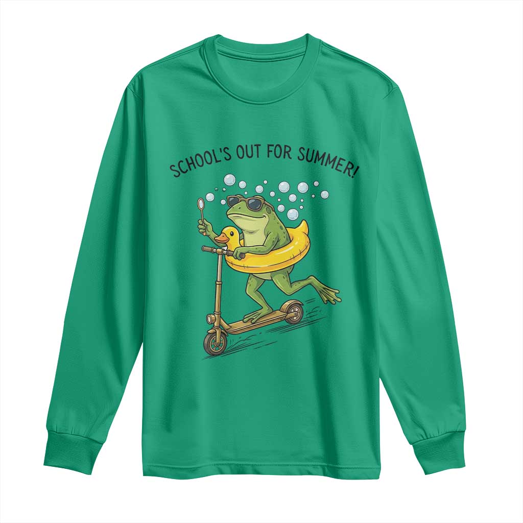 School's Out For Summer Long Sleeve Shirt Funny Frog Last Day of School Teacher