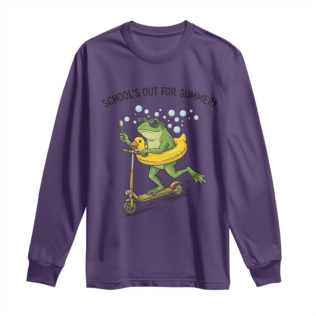 School's Out For Summer Long Sleeve Shirt Funny Frog Last Day of School Teacher