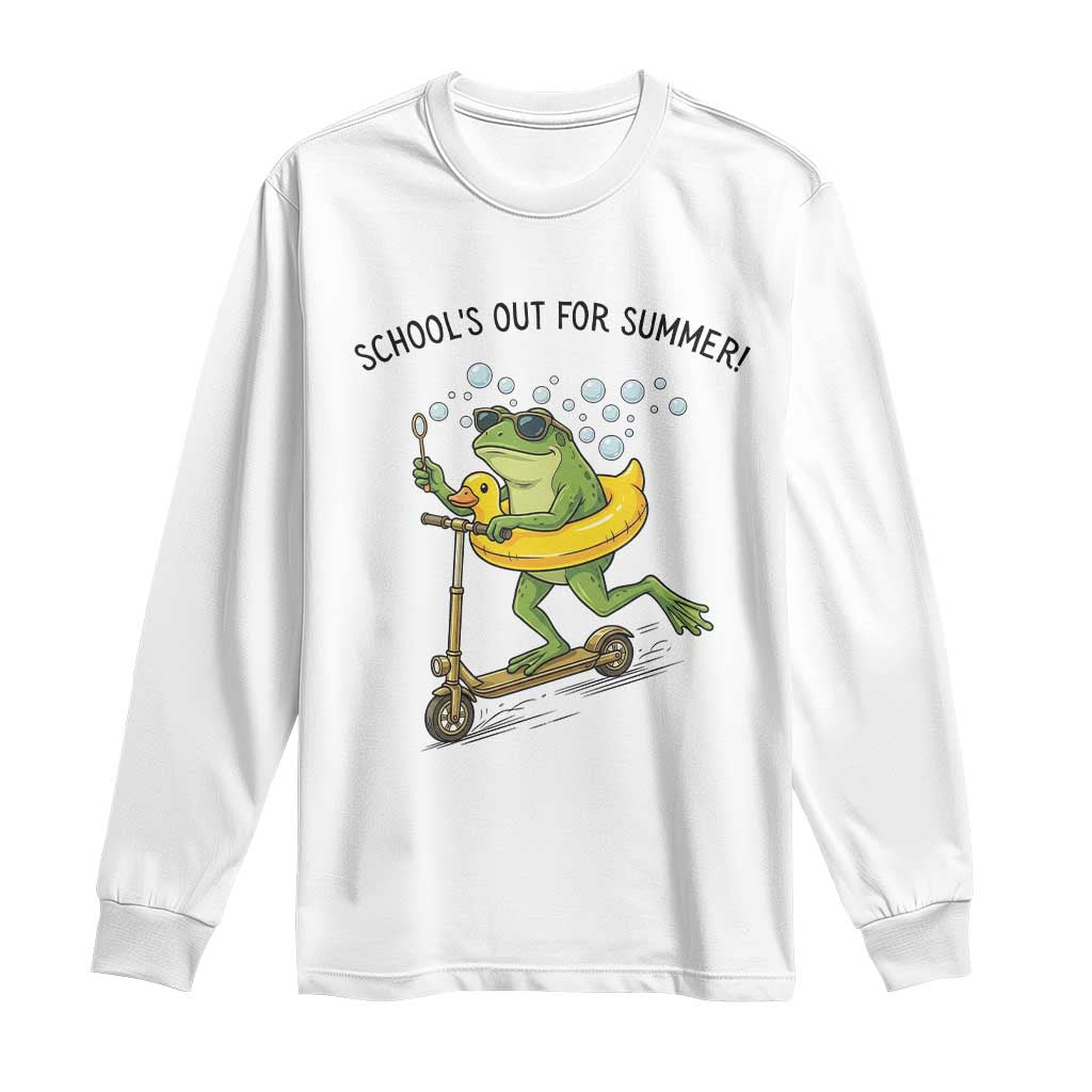 School's Out For Summer Long Sleeve Shirt Funny Frog Last Day of School Teacher