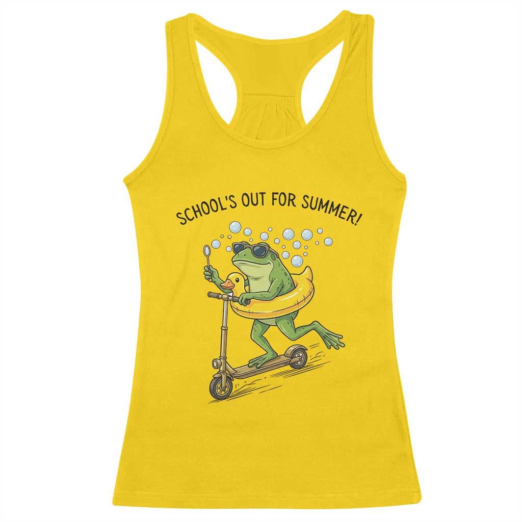 School's Out For Summer Racerback Tank Top Funny Frog Last Day of School Teacher