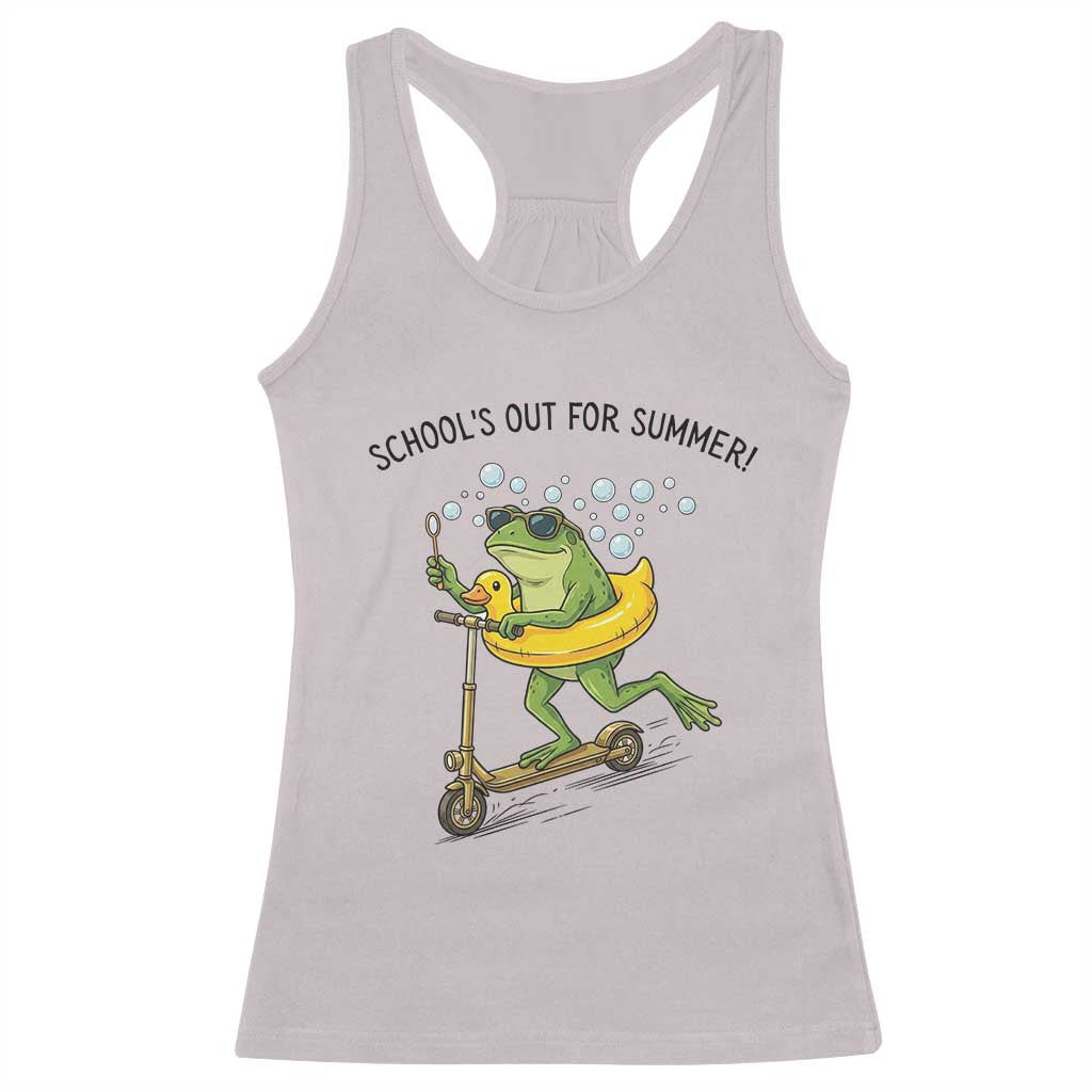 School's Out For Summer Racerback Tank Top Funny Frog Last Day of School Teacher