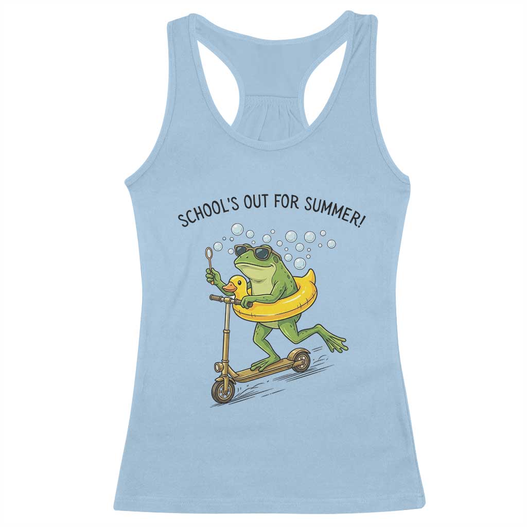 School's Out For Summer Racerback Tank Top Funny Frog Last Day of School Teacher