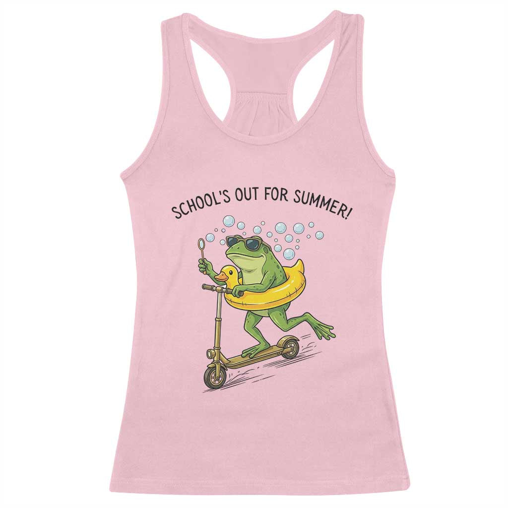 School's Out For Summer Racerback Tank Top Funny Frog Last Day of School Teacher