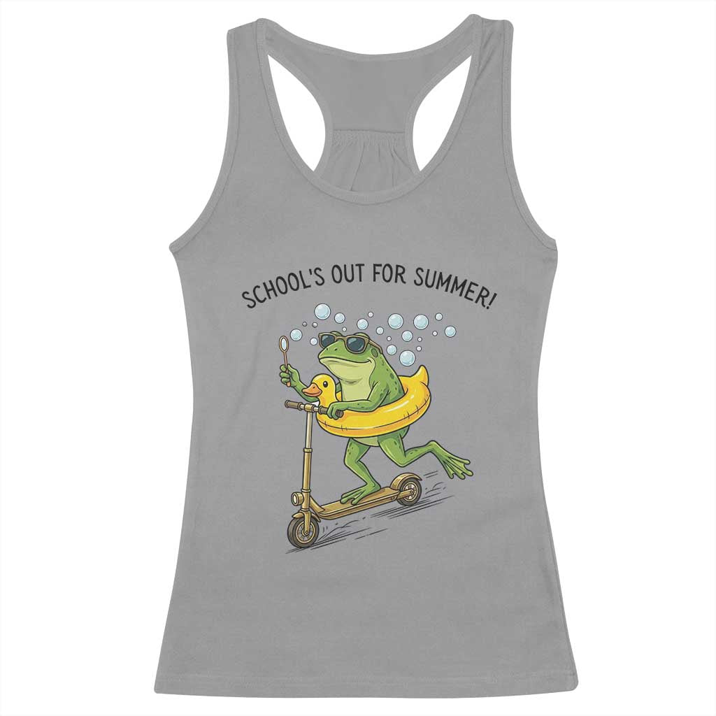 School's Out For Summer Racerback Tank Top Funny Frog Last Day of School Teacher