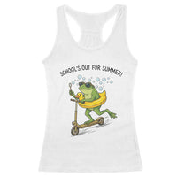 School's Out For Summer Racerback Tank Top Funny Frog Last Day of School Teacher