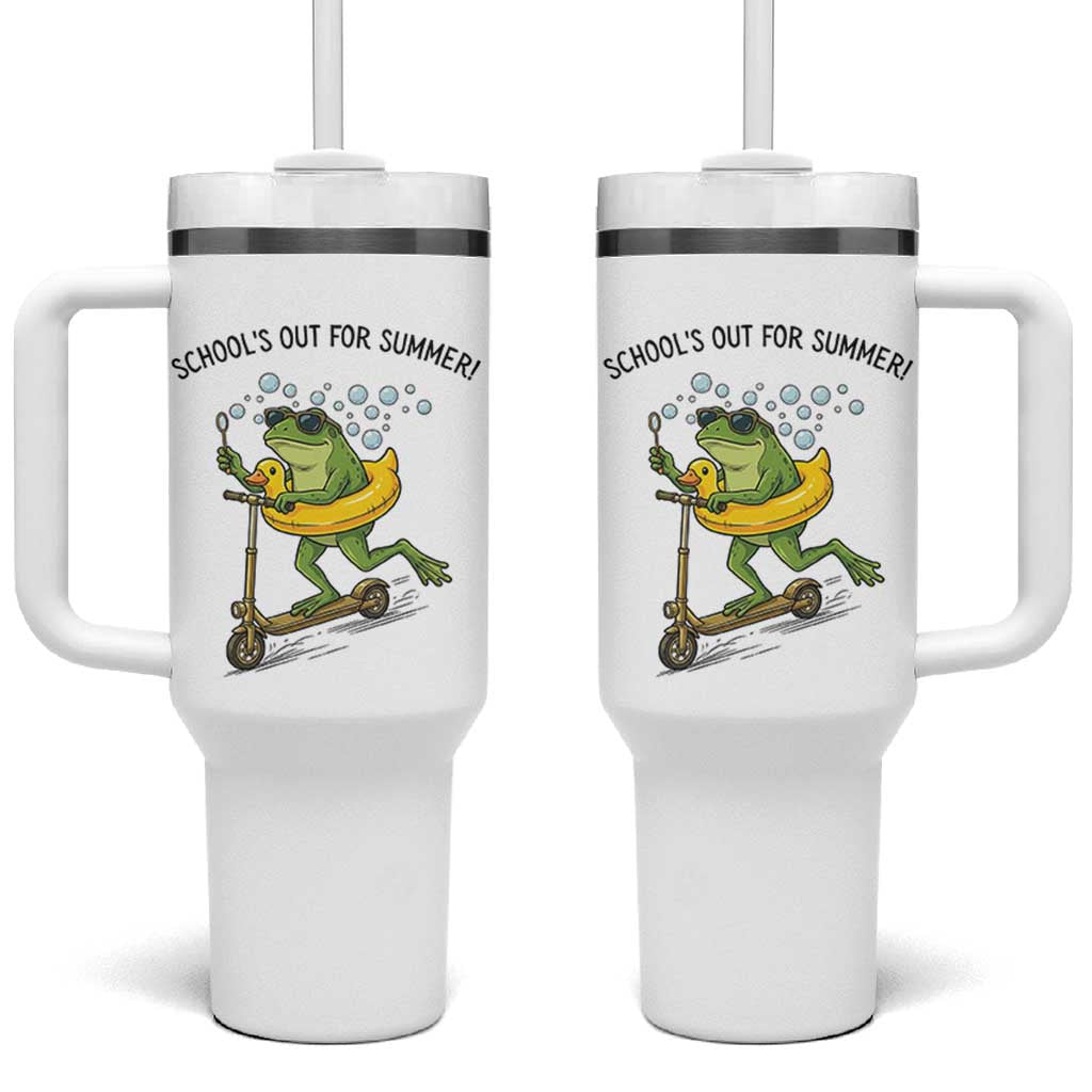 School's Out For Summer Tumbler With Handle Funny Frog Last Day of School Teacher