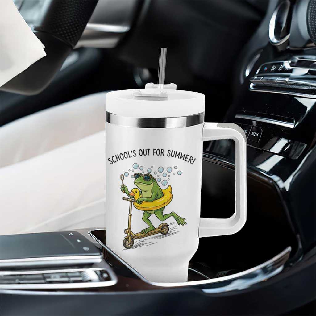 School's Out For Summer Tumbler With Handle Funny Frog Last Day of School Teacher