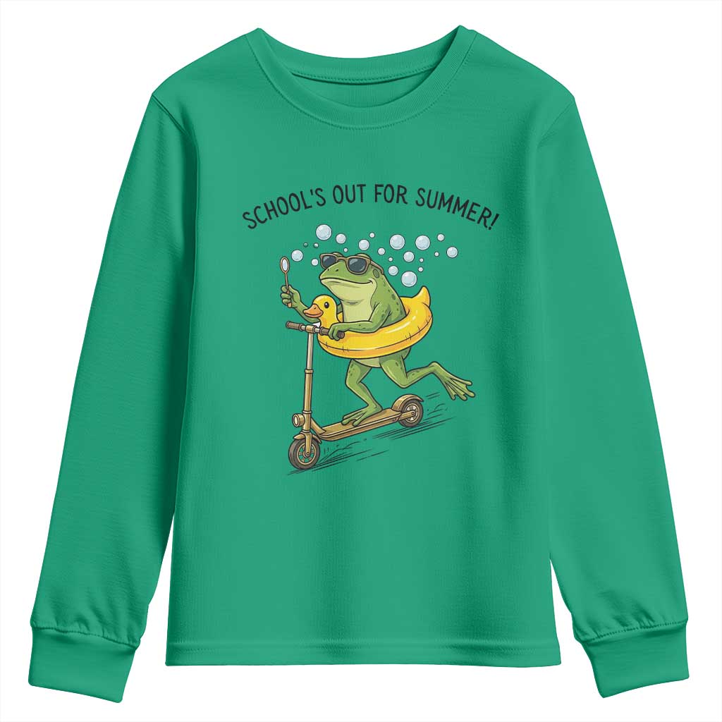 School's Out For Summer Youth Sweatshirt Funny Frog Last Day of School Teacher