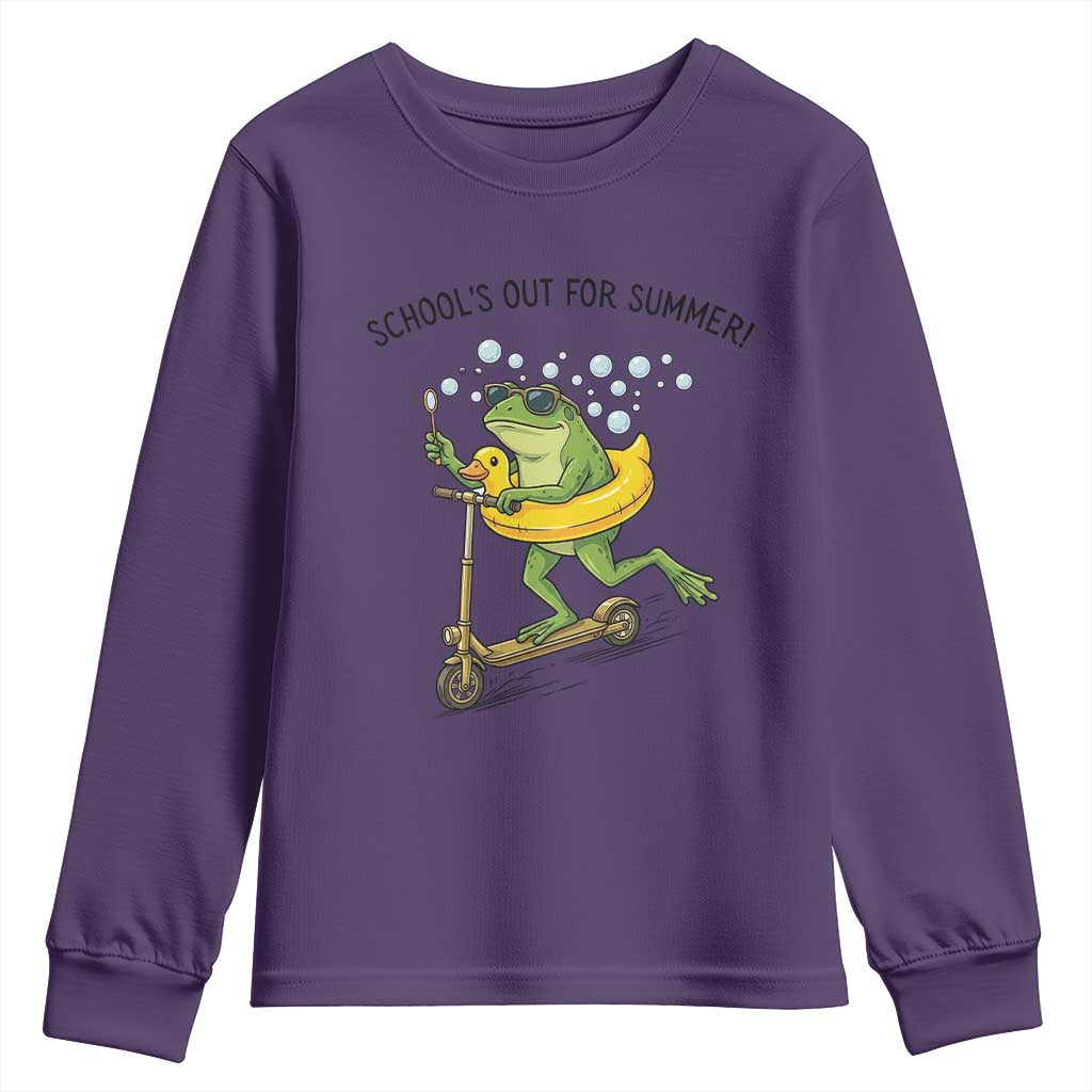 School's Out For Summer Youth Sweatshirt Funny Frog Last Day of School Teacher