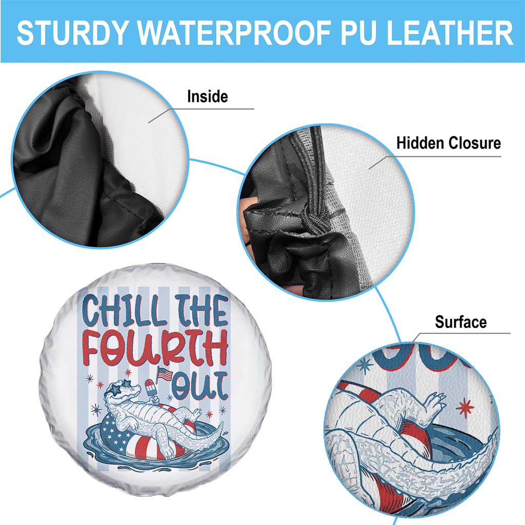 Chill The Fourth Out Spare Tire Cover Funny Alligator 4th Of July