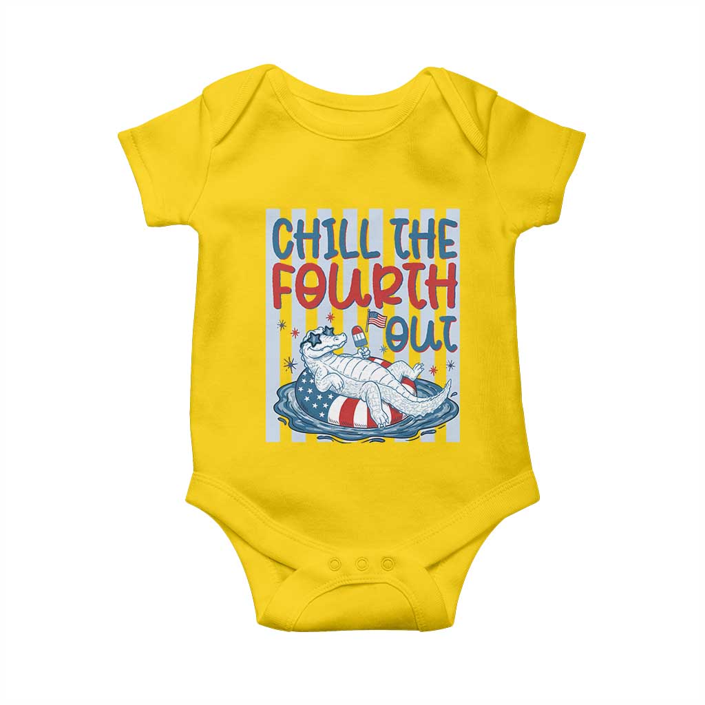 Chill The Fourth Out Baby Onesie Funny Alligator 4th Of July