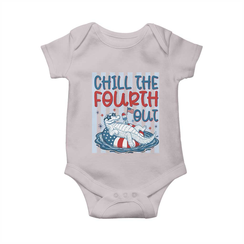Chill The Fourth Out Baby Onesie Funny Alligator 4th Of July