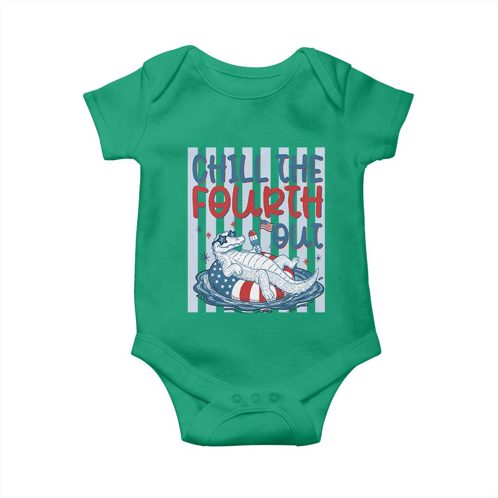 Chill The Fourth Out Baby Onesie Funny Alligator 4th Of July