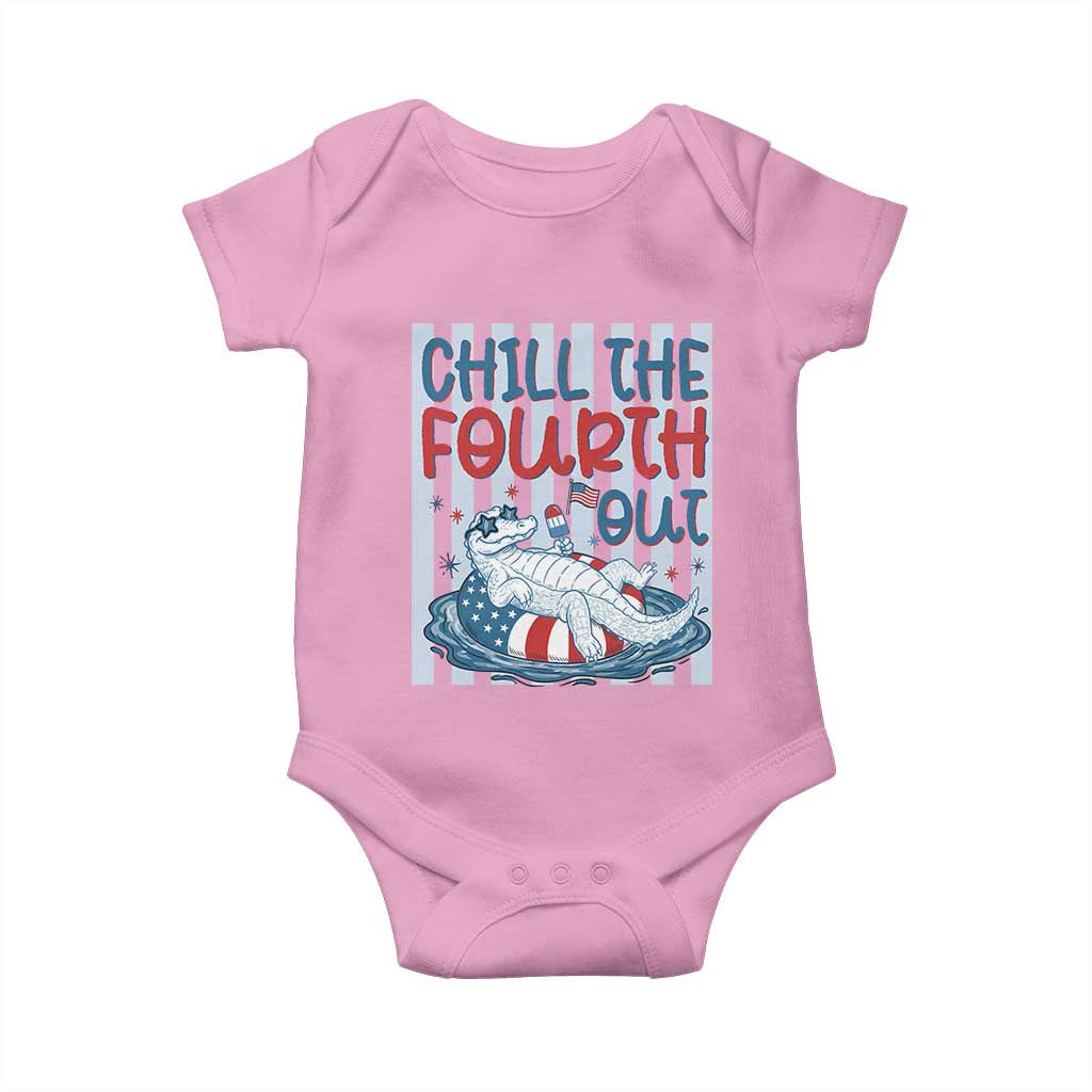 Chill The Fourth Out Baby Onesie Funny Alligator 4th Of July