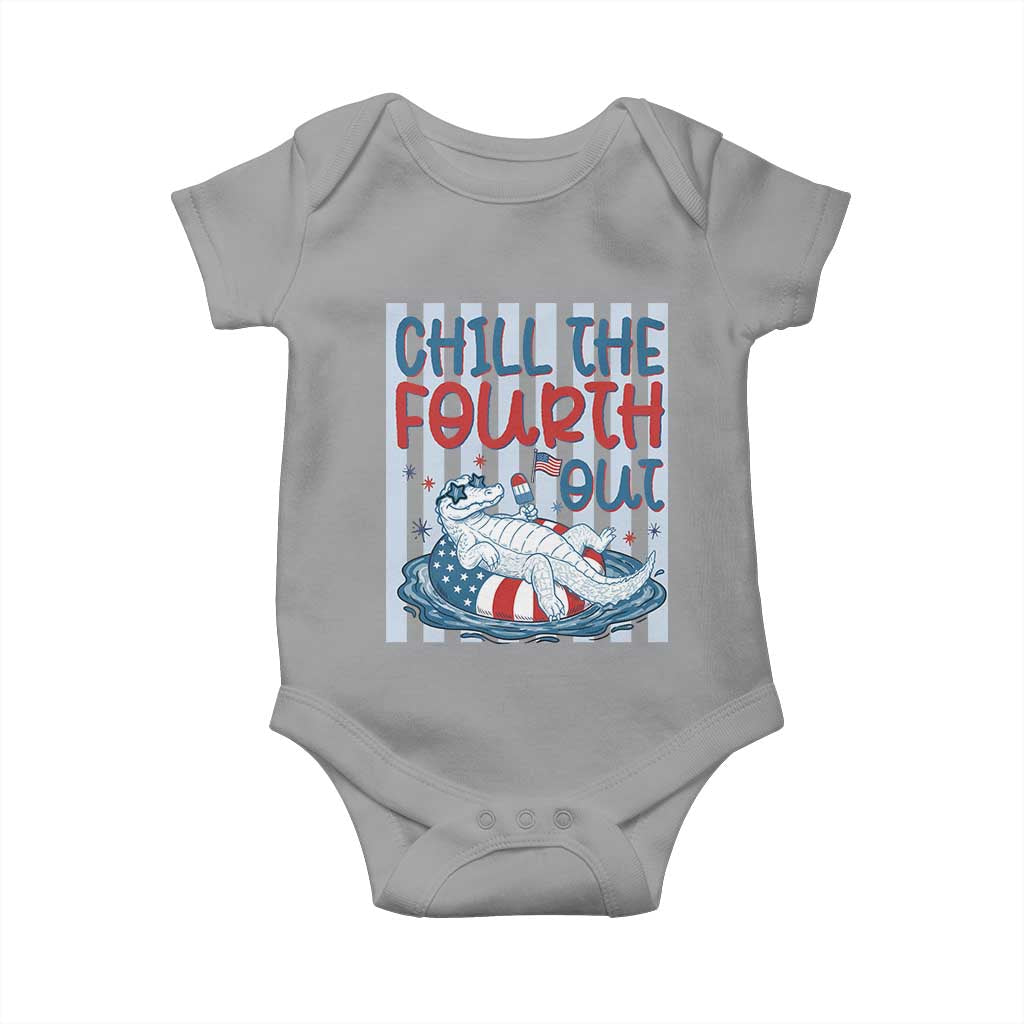 Chill The Fourth Out Baby Onesie Funny Alligator 4th Of July