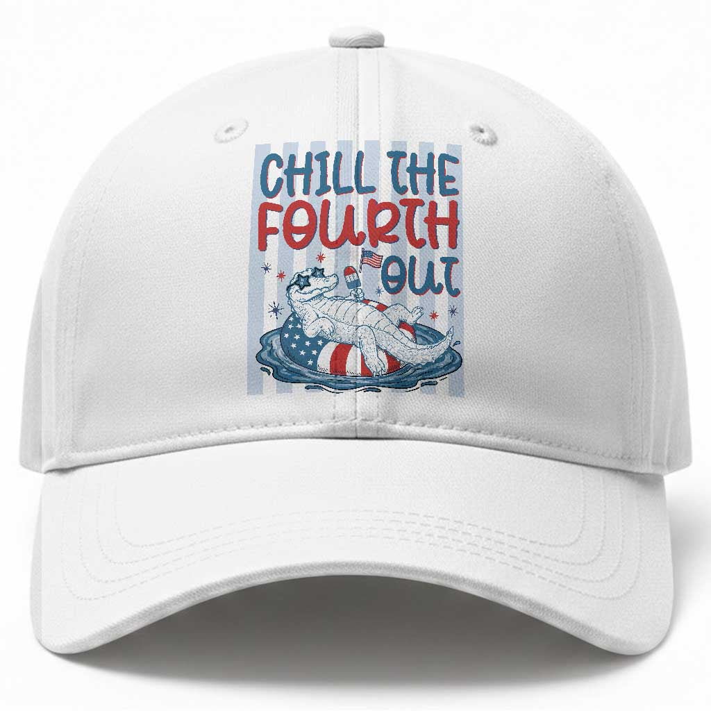 Chill The Fourth Out Baseball Cap Funny Alligator 4th Of July