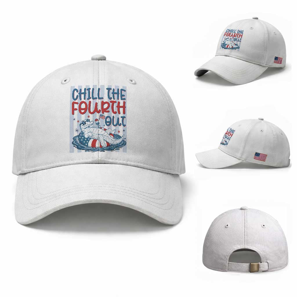Chill The Fourth Out Baseball Cap Funny Alligator 4th Of July