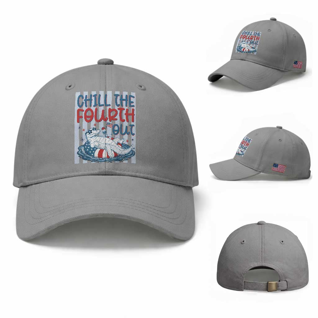 Chill The Fourth Out Baseball Cap Funny Alligator 4th Of July