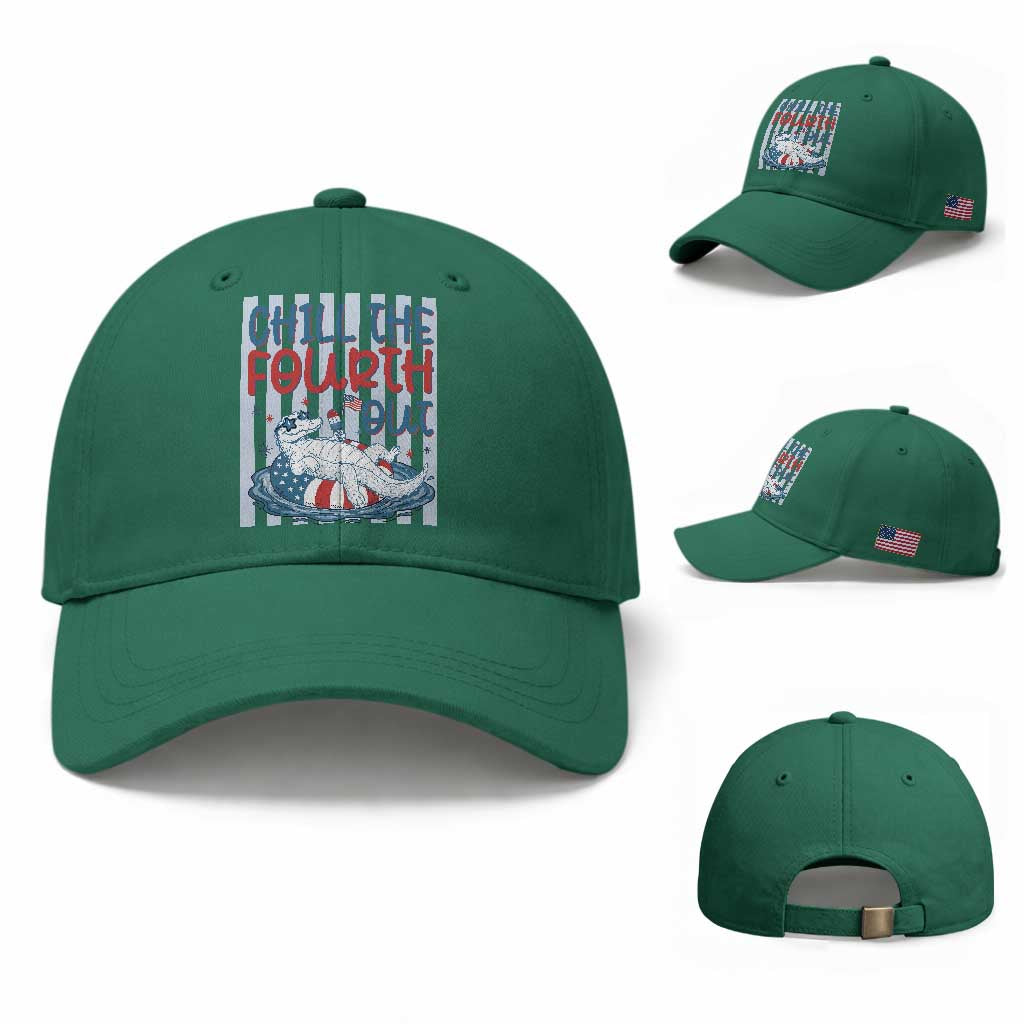 Chill The Fourth Out Baseball Cap Funny Alligator 4th Of July