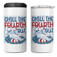 Chill The Fourth Out 4 in 1 Can Cooler Tumbler Funny Alligator 4th Of July