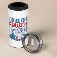 Chill The Fourth Out 4 in 1 Can Cooler Tumbler Funny Alligator 4th Of July