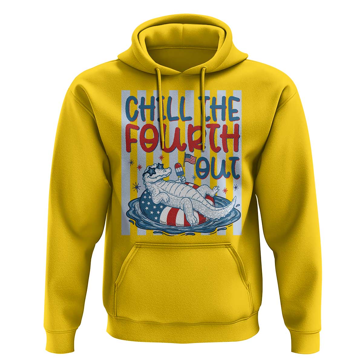 Chill The Fourth Out Hoodie Funny Alligator 4th Of July
