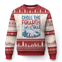 Chill The Fourth Out Ugly Christmas Sweater Funny Alligator 4th Of July