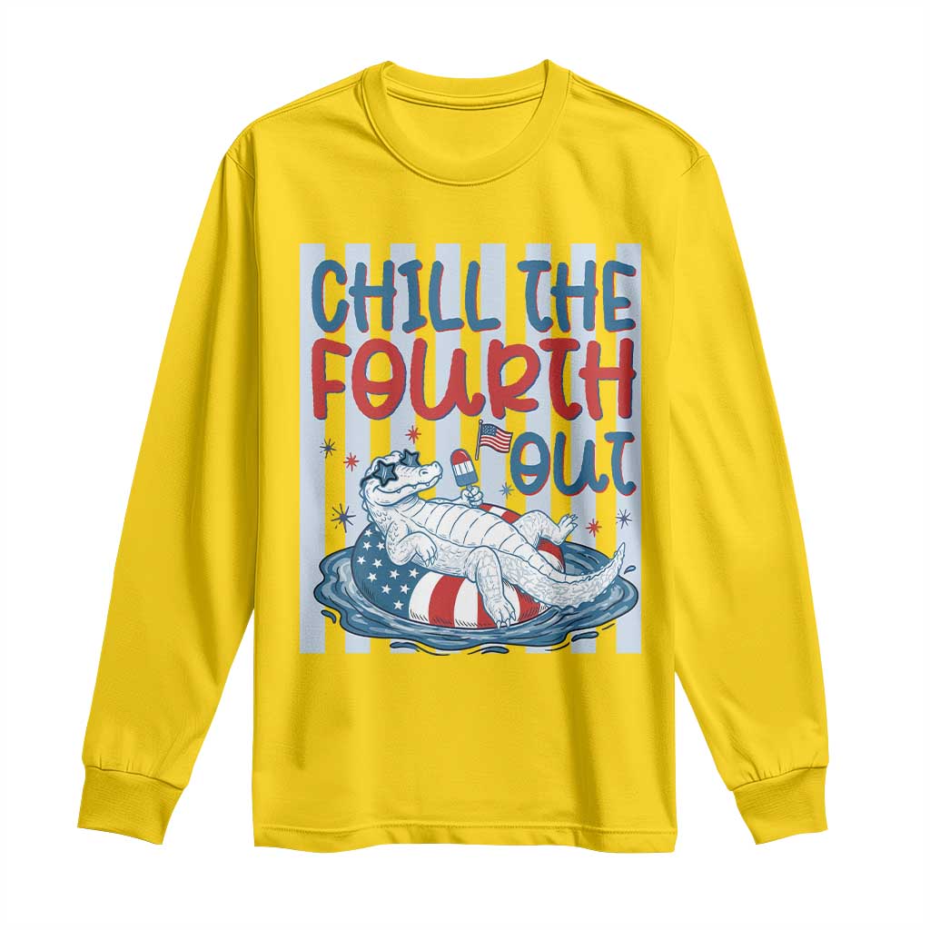 Chill The Fourth Out Long Sleeve Shirt Funny Alligator 4th Of July