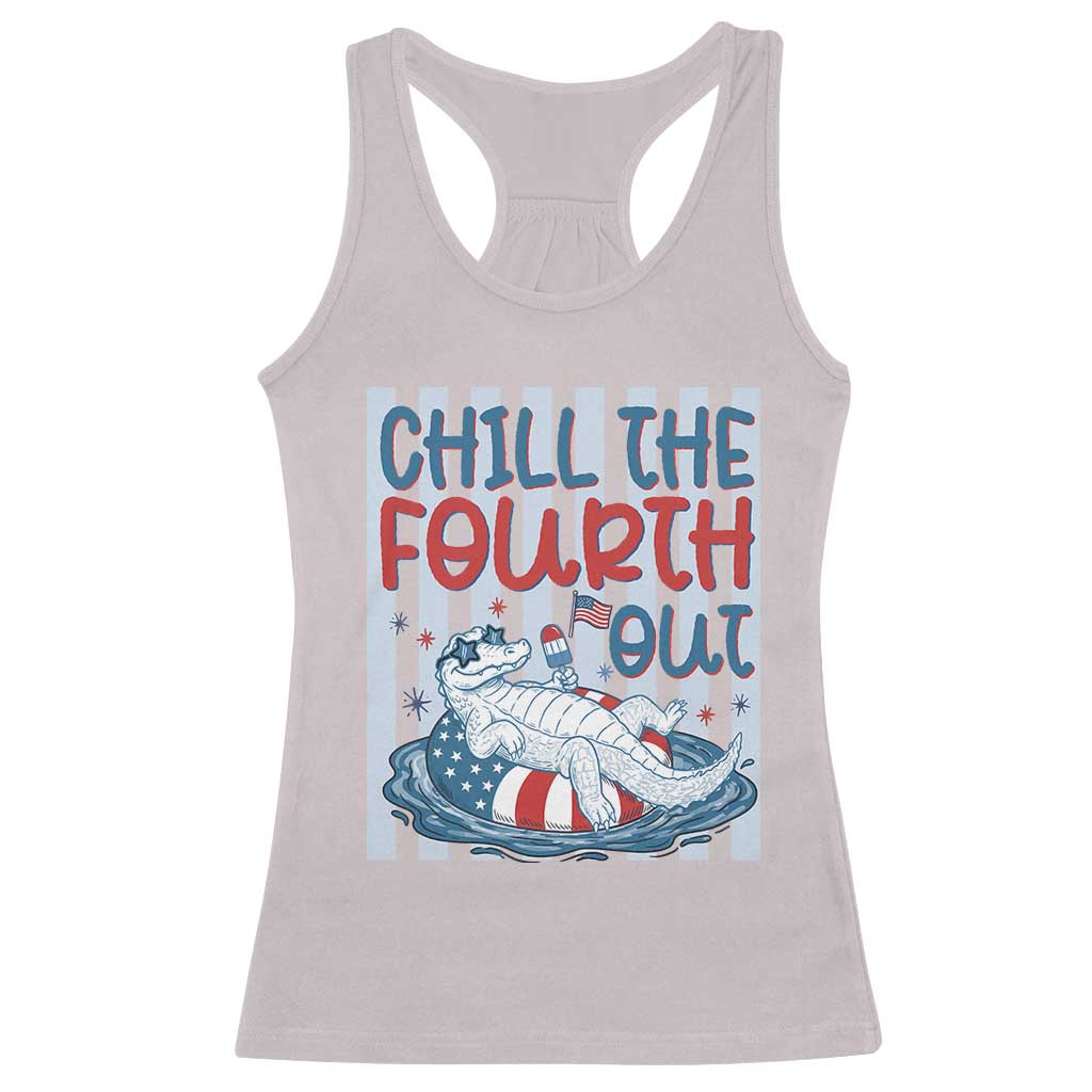 Chill The Fourth Out Racerback Tank Top Funny Alligator 4th Of July