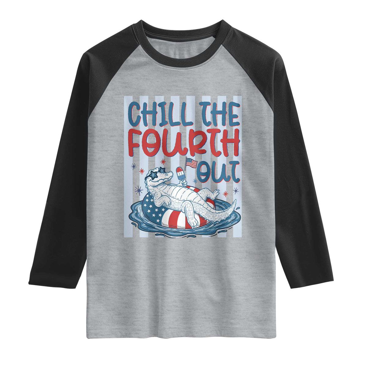 Chill The Fourth Out Raglan Shirt Funny Alligator 4th Of July