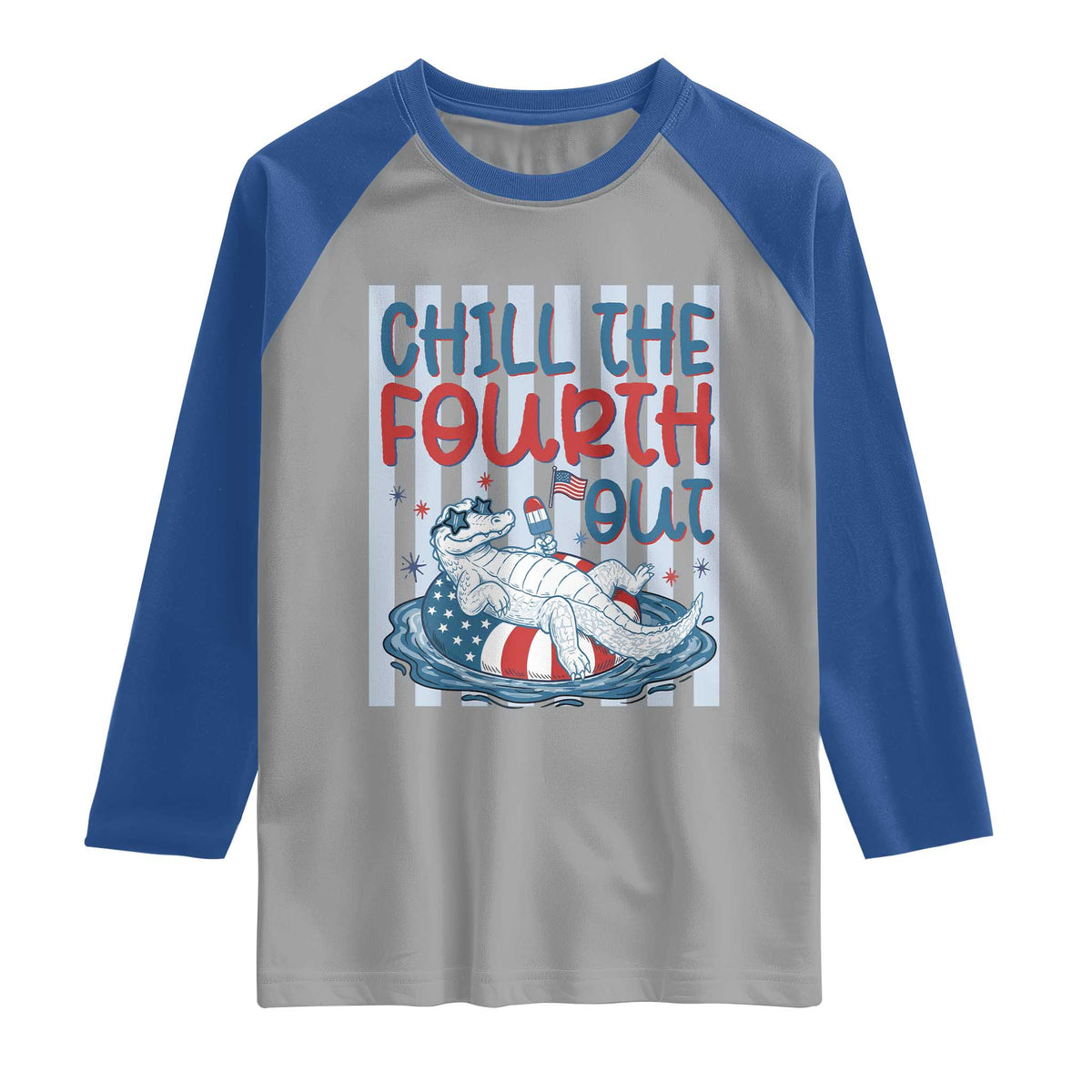 Chill The Fourth Out Raglan Shirt Funny Alligator 4th Of July
