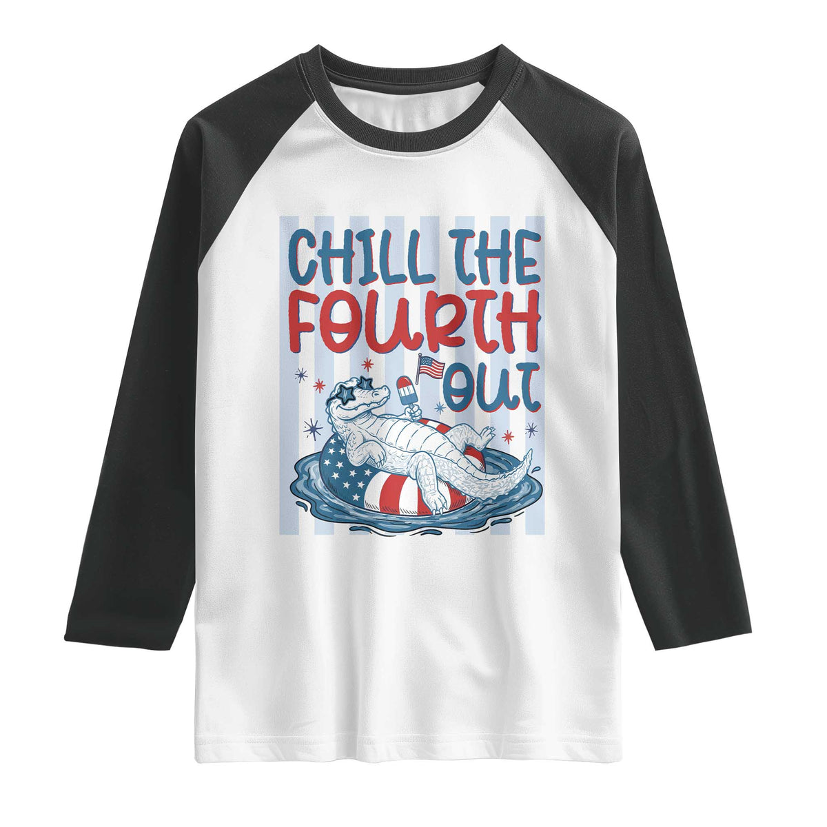Chill The Fourth Out Raglan Shirt Funny Alligator 4th Of July