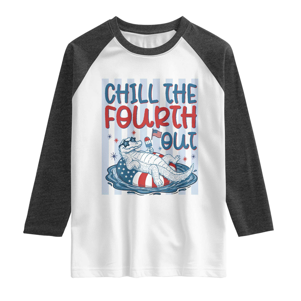 Chill The Fourth Out Raglan Shirt Funny Alligator 4th Of July