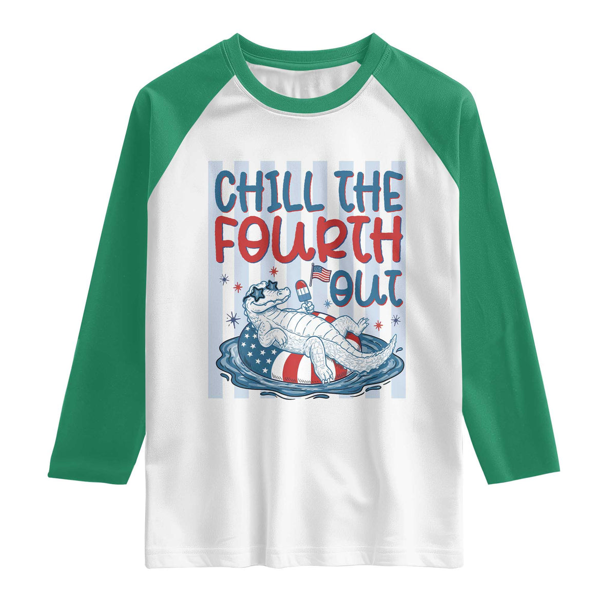 Chill The Fourth Out Raglan Shirt Funny Alligator 4th Of July