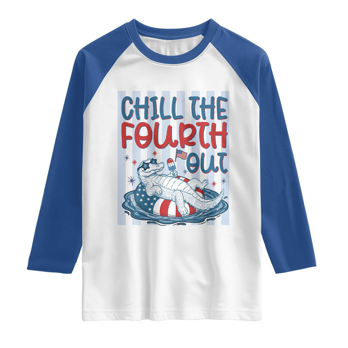 Chill The Fourth Out Raglan Shirt Funny Alligator 4th Of July