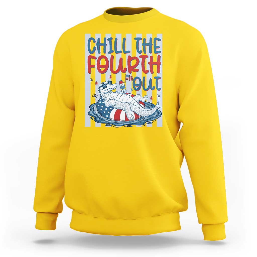 Chill The Fourth Out Sweatshirt Funny Alligator 4th Of July