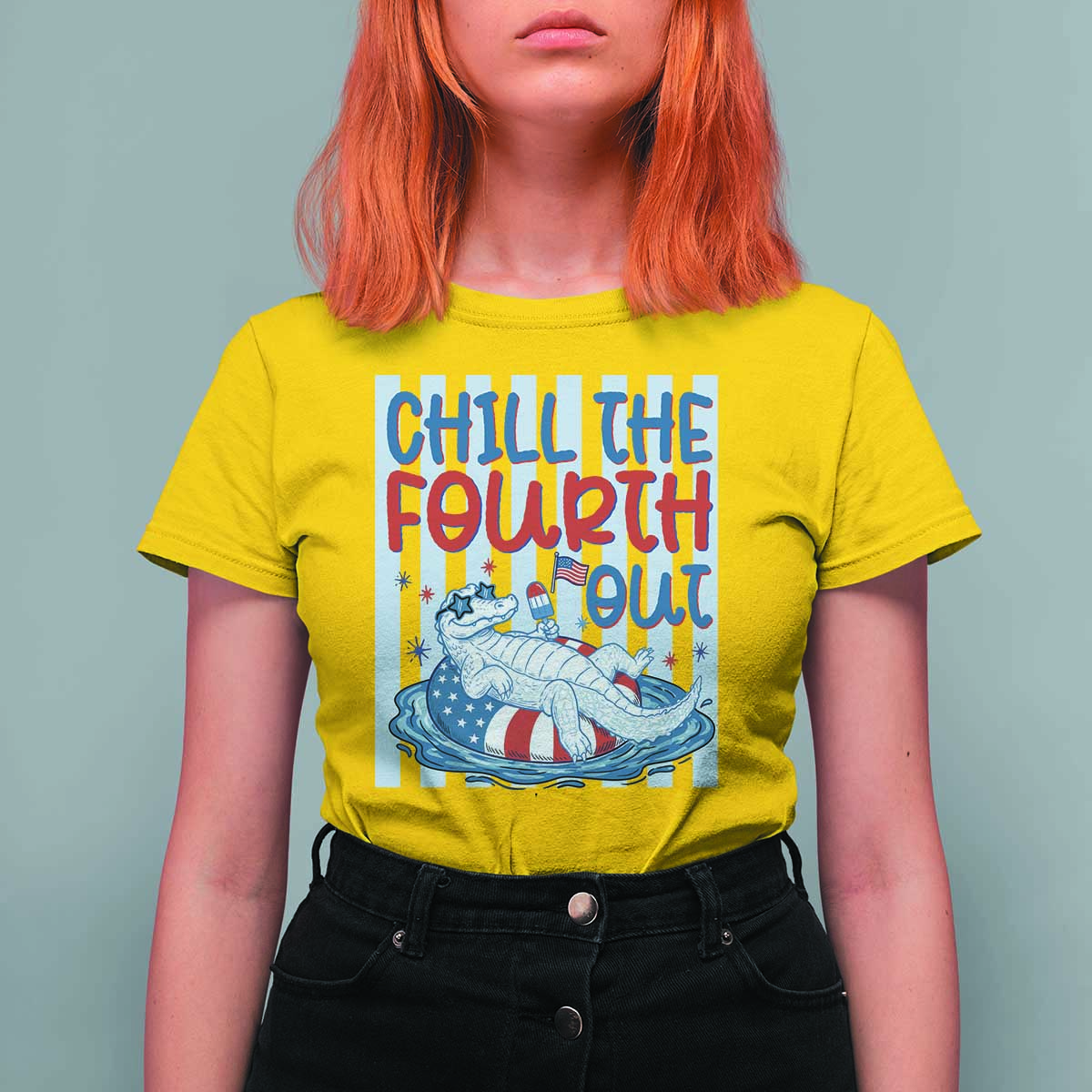 Chill The Fourth Out T Shirt For Women Funny Alligator 4th Of July