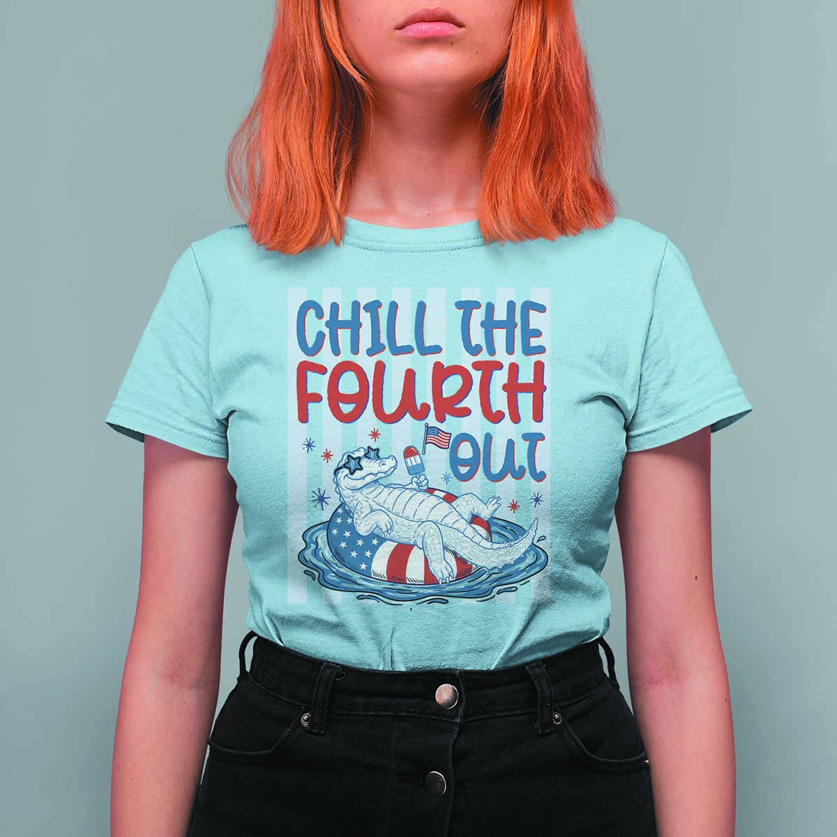 Chill The Fourth Out T Shirt For Women Funny Alligator 4th Of July