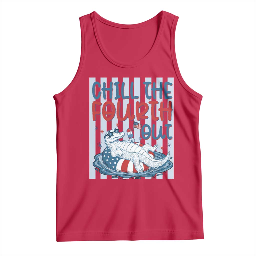 Chill The Fourth Out Tank Top Funny Alligator 4th Of July