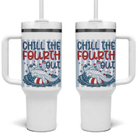Chill The Fourth Out Tumbler With Handle Funny Alligator 4th Of July