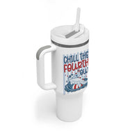 Chill The Fourth Out Tumbler With Handle Funny Alligator 4th Of July
