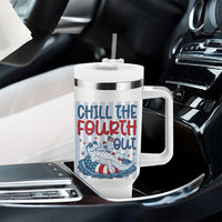 Chill The Fourth Out Tumbler With Handle Funny Alligator 4th Of July