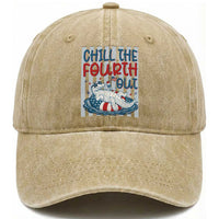 Chill The Fourth Out Washed Cotton Baseball Cap Funny Alligator 4th Of July