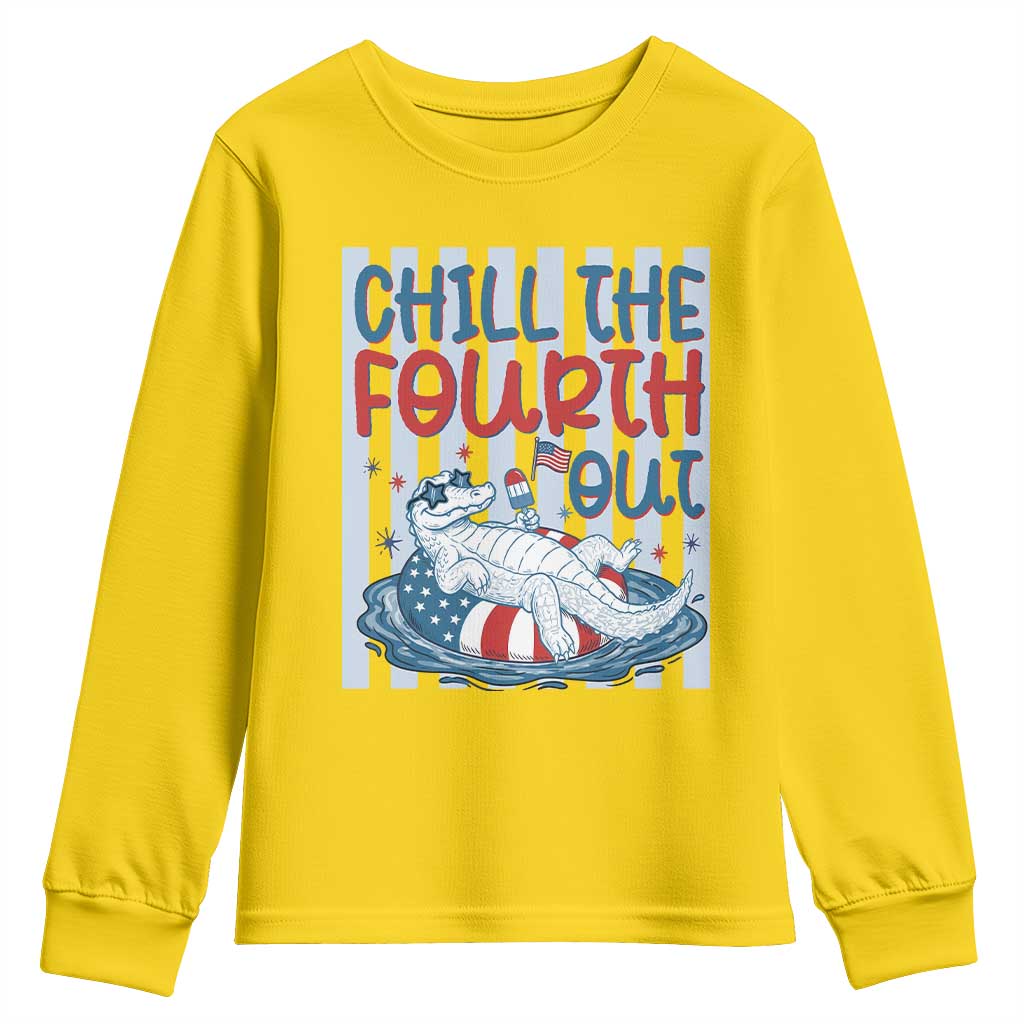 Chill The Fourth Out Youth Sweatshirt Funny Alligator 4th Of July