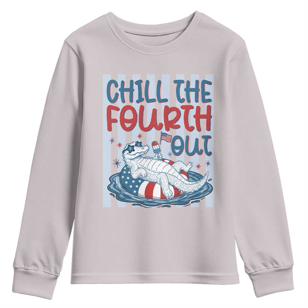 Chill The Fourth Out Youth Sweatshirt Funny Alligator 4th Of July