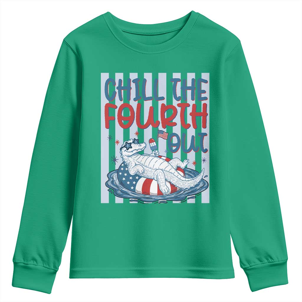 Chill The Fourth Out Youth Sweatshirt Funny Alligator 4th Of July