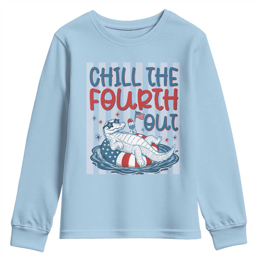 Chill The Fourth Out Youth Sweatshirt Funny Alligator 4th Of July
